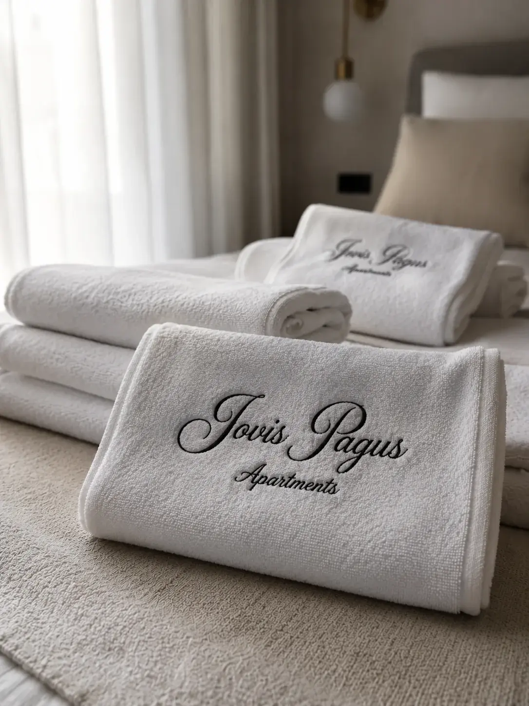 Spakovani hotelski peškiri sa mašinskim vezom, ADD VERT